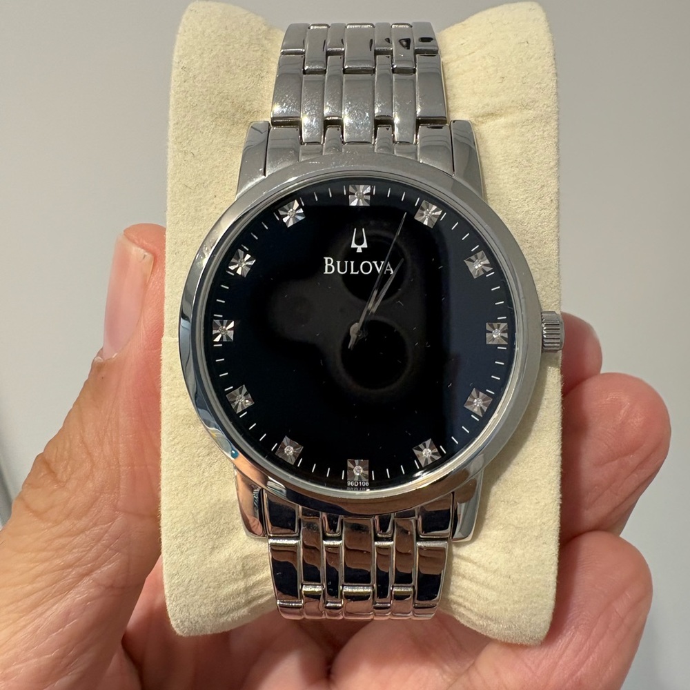 Bulova Silver and Black Men's Watch